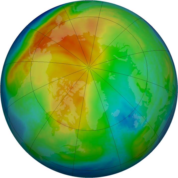 Arctic ozone map for 07 December 1987